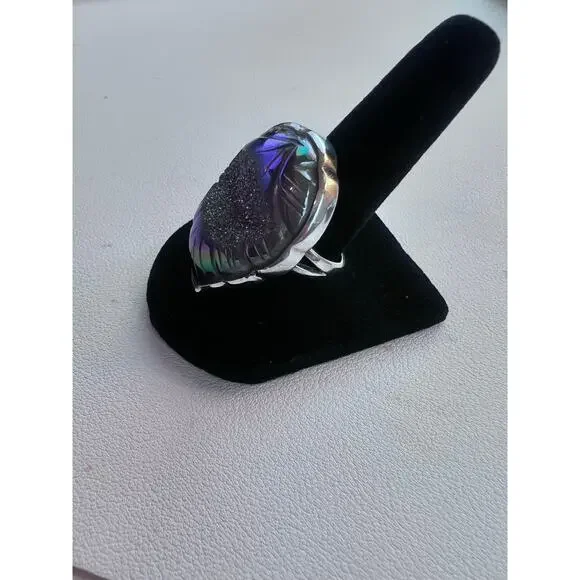SAJEN WINDOW DRUSY FOREST SAJEN SILVER COLLECTION PLATINUM OVER SILVER RING - Picture 3 of 10